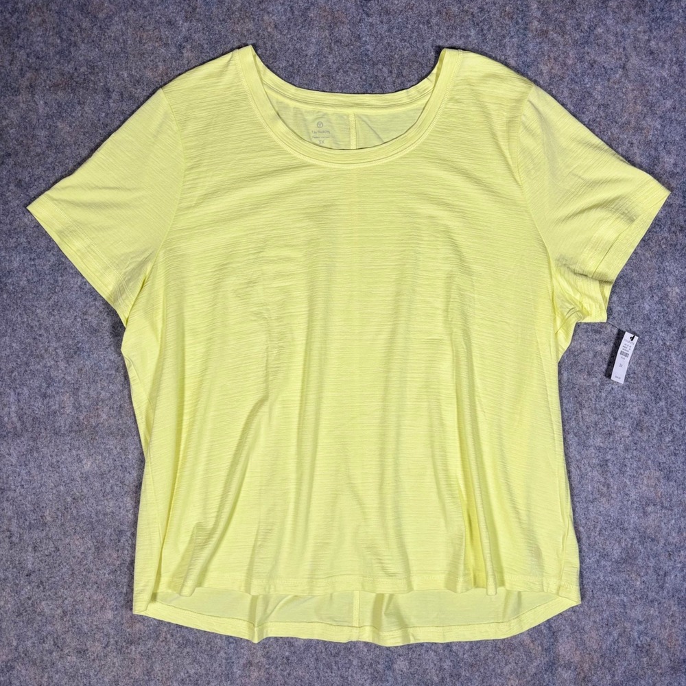 T‎ by Talbots T-Shirt Womens 3X Yellow Slub Knit Short Sleeve Crew Neck NWT